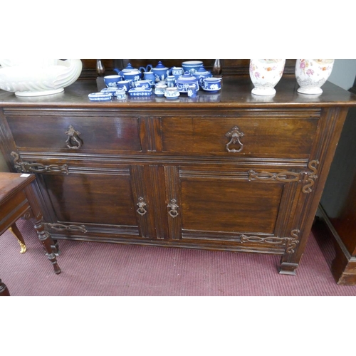 354 - Arts & Crafts oak cabinet - Approx: W: 194cm D: 59cm H: 193cm