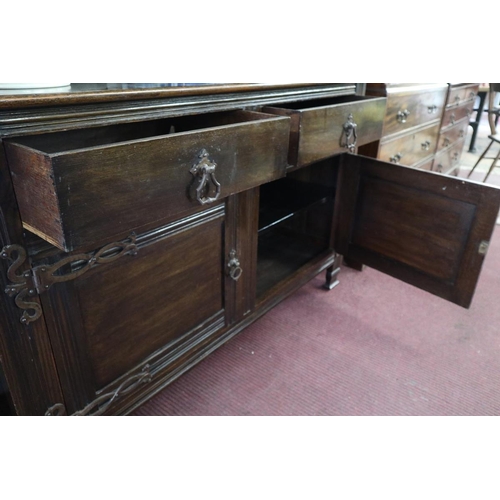 354 - Arts & Crafts oak cabinet - Approx: W: 194cm D: 59cm H: 193cm