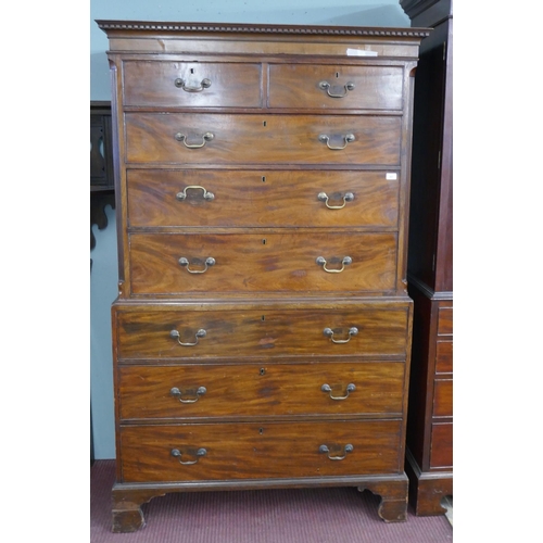 357 - Fine Georgian mahogany chest on chest - Approx: W: 117cm D: 56cm H: 191cm