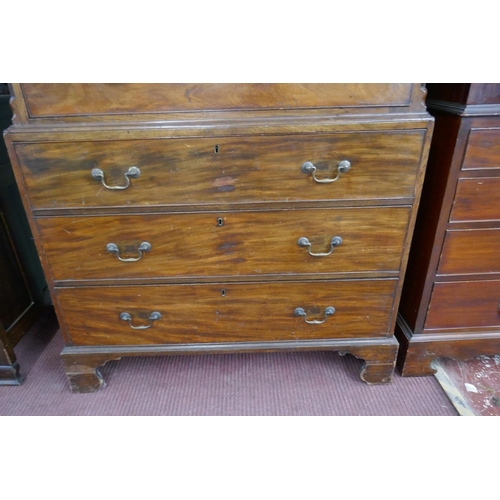 357 - Fine Georgian mahogany chest on chest - Approx: W: 117cm D: 56cm H: 191cm