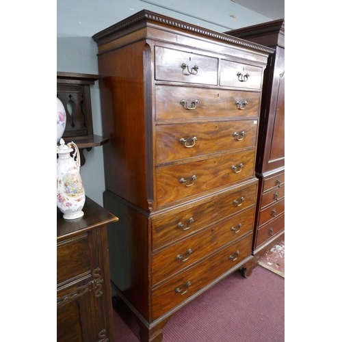 357 - Fine Georgian mahogany chest on chest - Approx: W: 117cm D: 56cm H: 191cm