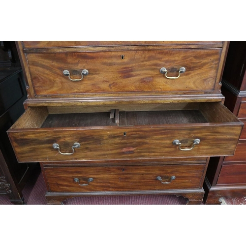 357 - Fine Georgian mahogany chest on chest - Approx: W: 117cm D: 56cm H: 191cm