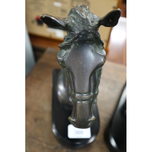 368 - Pair of bronze horse head bookends - Approx. height: 23cm