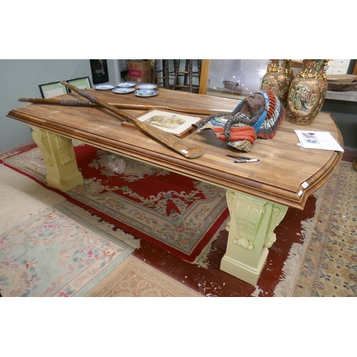 375 - Large & impressive dining table (original cost £10,000) - Approx L: 253cm W: 144cm H: 77cm