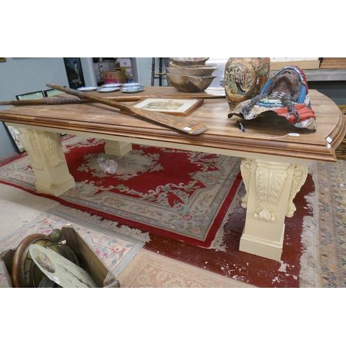 375 - Large & impressive dining table (original cost £10,000) - Approx L: 253cm W: 144cm H: 77cm