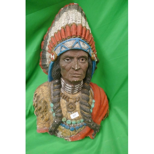 377 - Large Native American wall hanging bust - Approx. height: 70cm