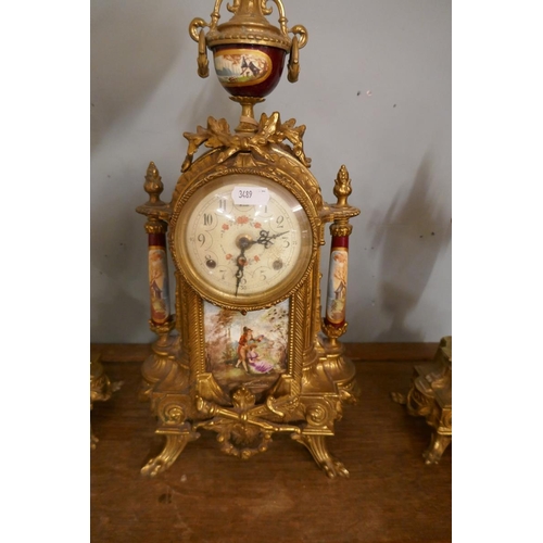 401 - French clock garniture - Approx. height of clock: 41cm