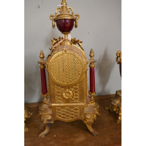 401 - French clock garniture - Approx. height of clock: 41cm