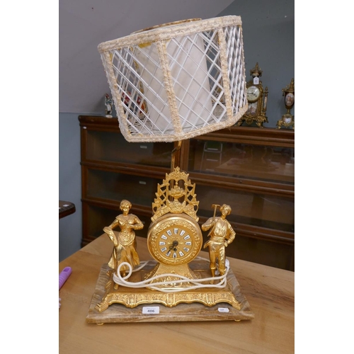 406 - Gilt clock table lamp