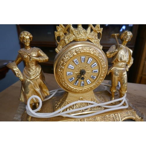 406 - Gilt clock table lamp