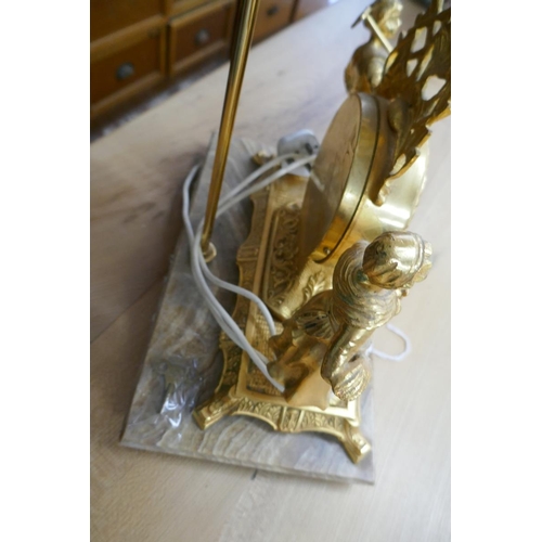 406 - Gilt clock table lamp