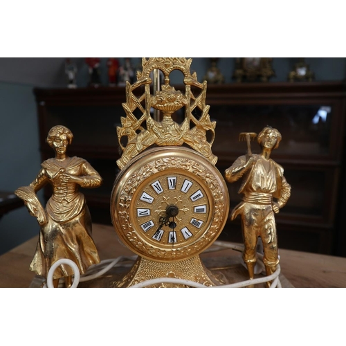 406 - Gilt clock table lamp