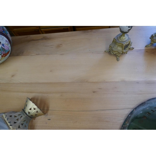 410 - Large plank top table with industrial base - Approx L: 275cm W: 98cm H: 80cm