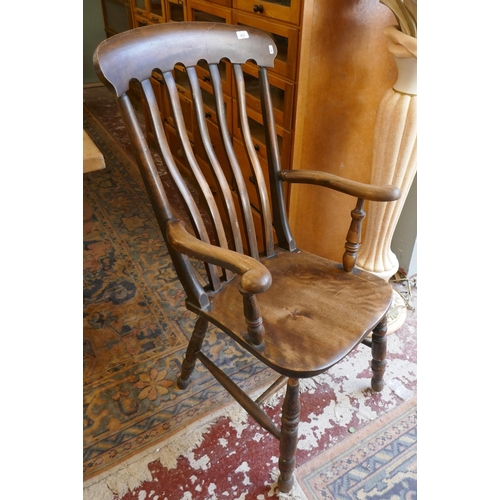 413 - Slat back country kitchen armchair