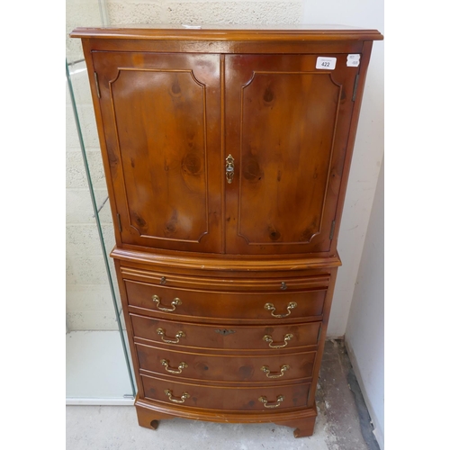 422 - Yew wood drinks cabinet - Approx: W: 62cm D: 43cm H: 130cm