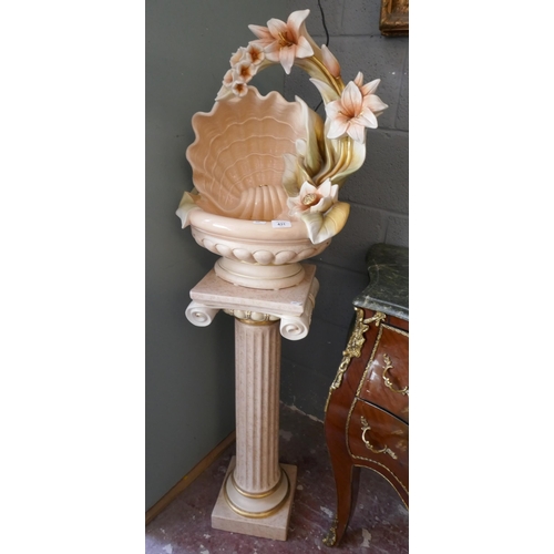 431 - Decorative water feature on pedestal base in working order - Approx. height: 137cm