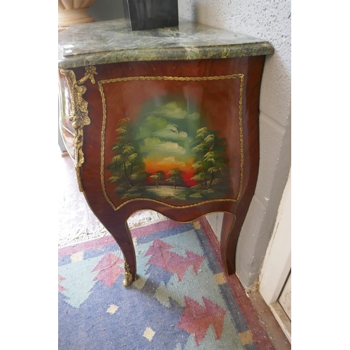 434 - French marble top and ormolu mounted bombe chest of 2 drawers - Approx: W: 84cm D: 46cm H: 82cm