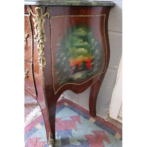 434 - French marble top and ormolu mounted bombe chest of 2 drawers - Approx: W: 84cm D: 46cm H: 82cm