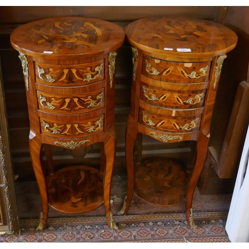 441 - Pair of French marquetry bedside chests - Approx. height: 78cm