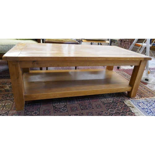 447 - Oak 2 tier coffee table - L: 120cm W: 60cm H: 45cm