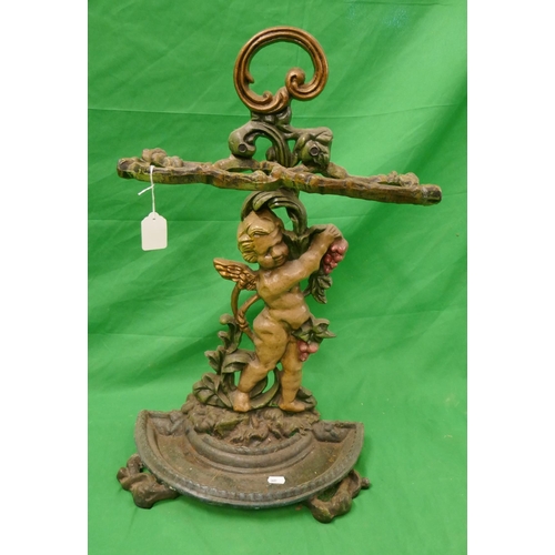 459 - Cast iron cherub stick stand