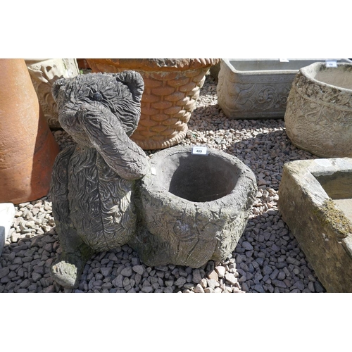 489 - Teddy bear stone planter 