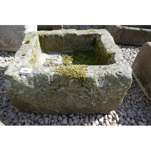 498 - Antique stone square trough 