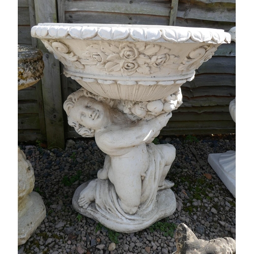 507 - Large stone cherub water feature - Approx. height: 79cm