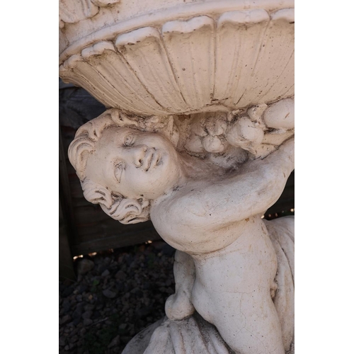 507 - Large stone cherub water feature - Approx. height: 79cm