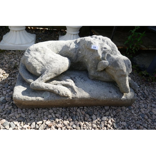 510 - Large stone reclining dog figure 