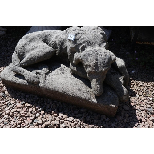 510 - Large stone reclining dog figure 