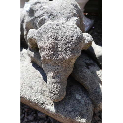 510 - Large stone reclining dog figure 