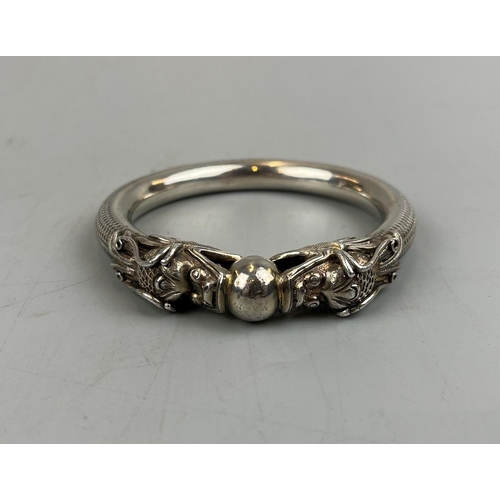 68 - Vintage silver dragon bangle