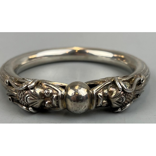 68 - Vintage silver dragon bangle