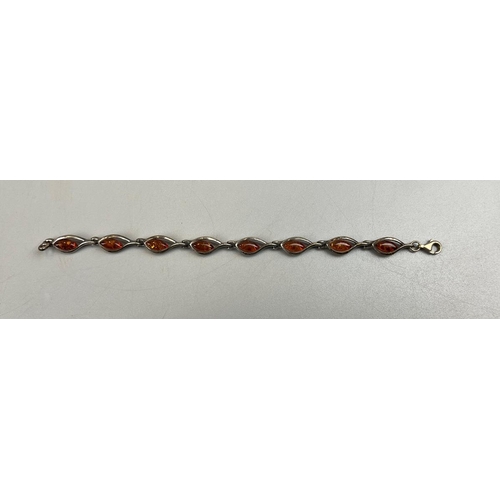 69 - Silver and amber bracelet