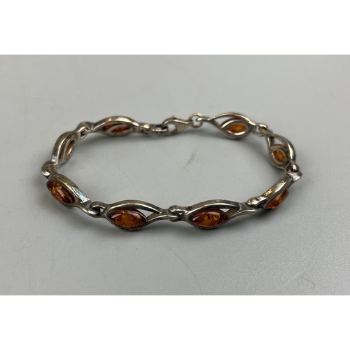 69 - Silver and amber bracelet