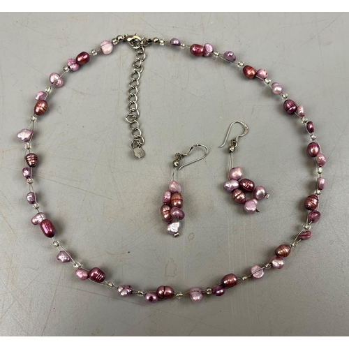 73 - Pia pearl & silver necklace with earrings