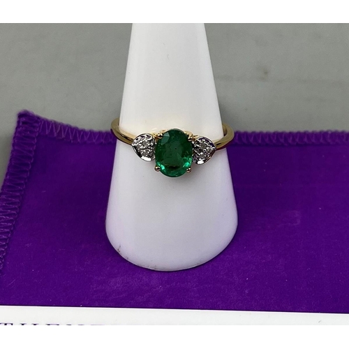 74 - Gold diamond and emerald set ring