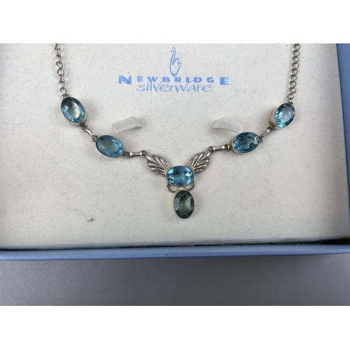 80 - Silver and blue stone necklace