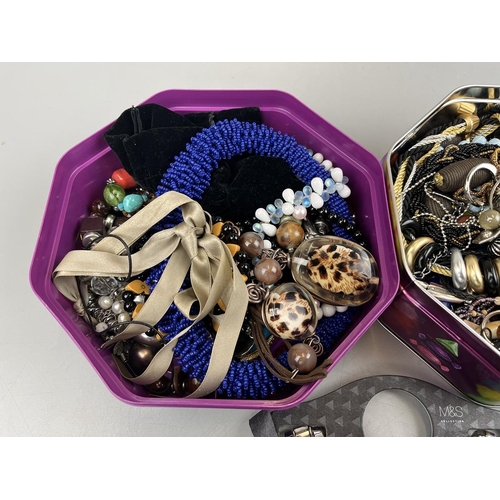 89 - 2 tins of costume jewellery