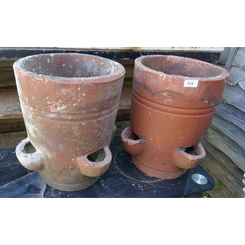 514 - Pair of terracotta strawberry planters