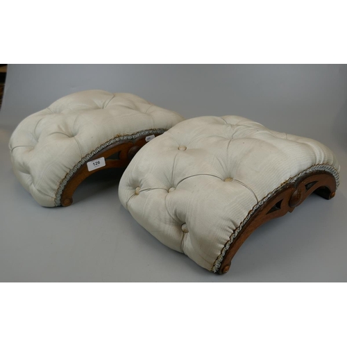 126 - Pair of Regency foot stools with silk covers