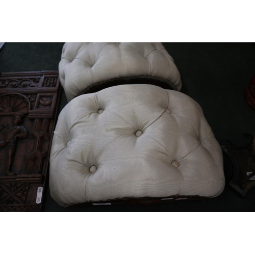126 - Pair of Regency foot stools with silk covers