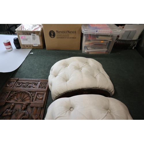 126 - Pair of Regency foot stools with silk covers