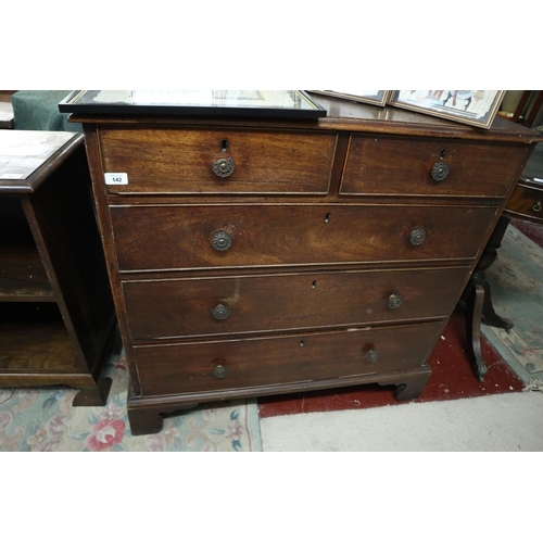 142 - Antique mahogany chest of drawers - Approx: W: 94cm D: 51cm H: 92cm