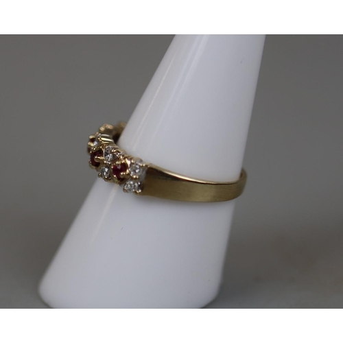 16 - Gold ruby and diamond set ring - Approx size: P
