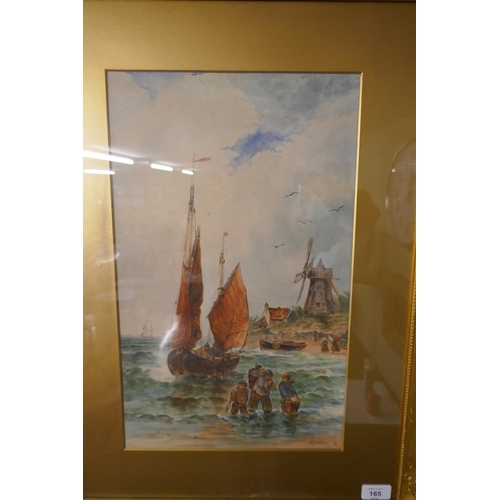 165 - Pair of watercolours nautical scenes - Signed Bottom - Approx image size: 28cm x 45cm