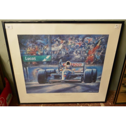 167 - Signed L/E print - Nigel Mansell Victory 28 by Robin Owen