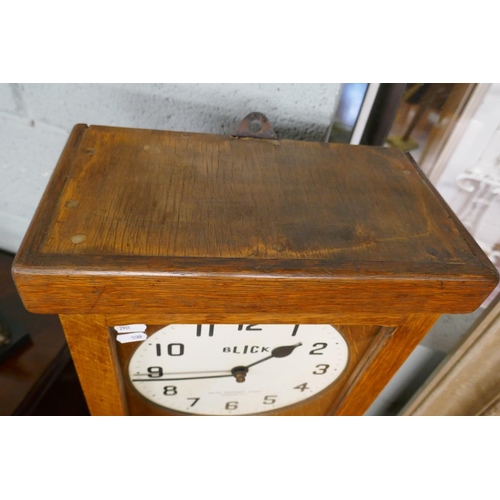 188 - Antique national clocking in machine by Blick in working order