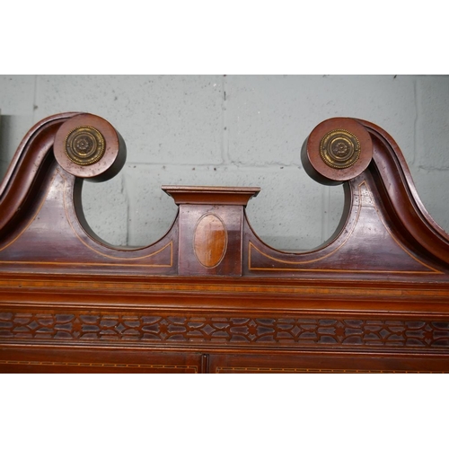 191 - Edwardian inlaid bookcase cabinet - Approx size W: 91cm D: 44cm H: 203cm